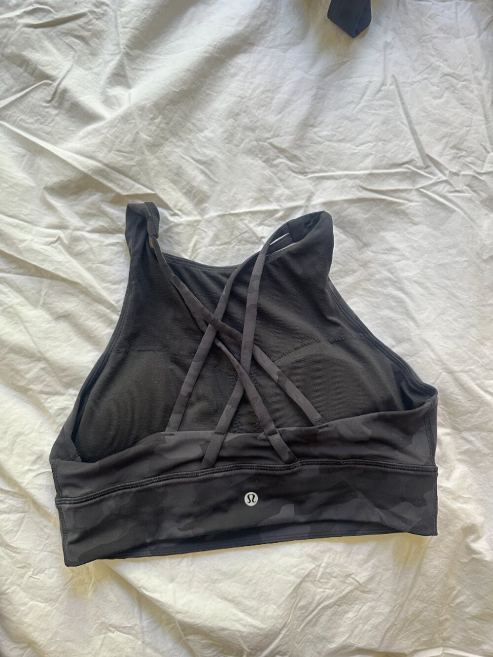 Lululemon Energy High Neck Longline Bra Medium Support Black/Gray Camo
